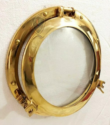 Brass glass porthole shiny - brass, 12"