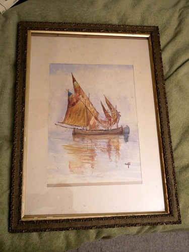 Antique watercolour fishing - of,