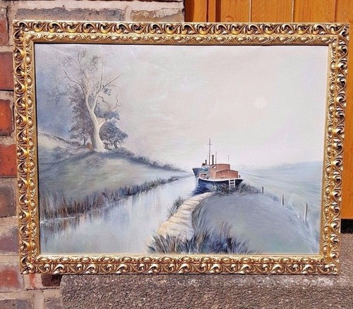 Nautical oil canvas boat on - oil,