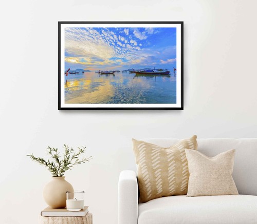 Sunrise above fishing - fishing, boats