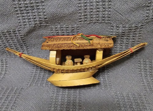 Bamboo boat with - bamboo, miniature