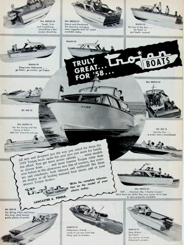 1958 trojan boats - boats, vibtage
